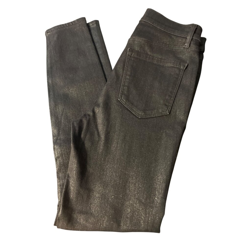 J Brand Womens Maria Skinny Jeans Black Cristalline Denim Size 26 USA - Picture 3 of 6